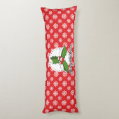 Coussins Longs Holly on Red White Snowflakes (Dos (Vertical))