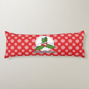 Coussins Longs Holly on Red White Snowflakes