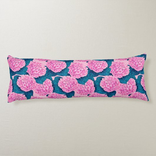 Coussins Longs Hydrangea aquarelle motif, rose et bleu (Dos)