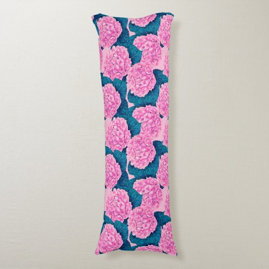 Coussins Longs Hydrangea aquarelle motif, rose et bleu (Devant (Vertical))