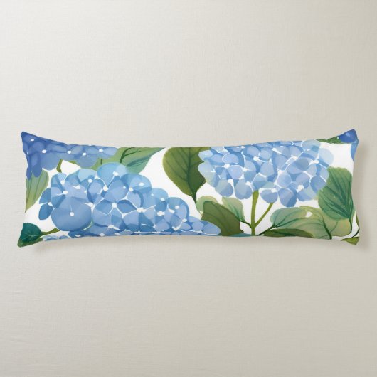 Coussins Longs Hydrangea Bleue Fleurie Aquarelle Côtière (Devant)