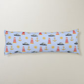 Coussins Longs Icônes nautiques élégantes sur bleu clair (Dos)