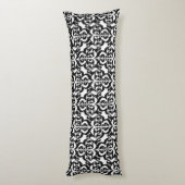 Coussins Longs Ikat damas mauresque - noir et blanc (Dos (Vertical))