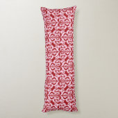 Coussins Longs Ikat Damassé Mauresque - rouge foncé et rose (Dos (Vertical))