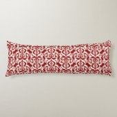 Coussins Longs Ikat Moorish Damask - rouge foncé et blanc (Devant)