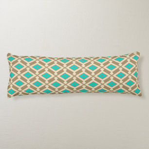Coussins Longs Ikat Motif - Turquoise, Taupe et Beige