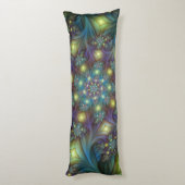 Coussins Longs Illuminé Abstrait brillant Turquoise violet Fracta (Dos (Vertical))