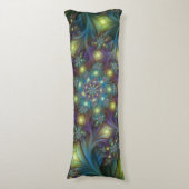 Coussins Longs Illuminé Abstrait brillant Turquoise violet Fracta (devant Vertical)