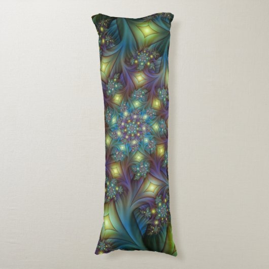 Coussins Longs Illuminé Abstrait brillant Turquoise violet Fracta (devant Vertical)