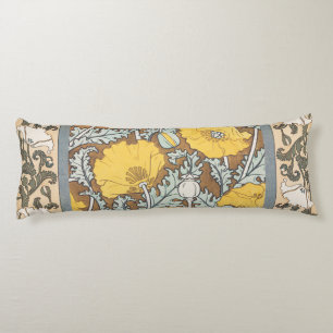 Coussins Longs Illustration Art Nouveau Poppy Fleur Jaune