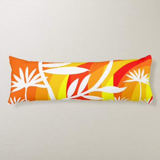 Coussins Longs Illustration botanique orange et blanc (Devant)