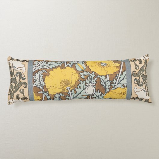 Coussins Longs illustration d'art pavot fleur jaune (Dos)