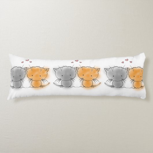 Coussins Longs Illustration de chatons mignons orange et gris (Devant)