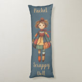Coussins Longs Illustration de fille en patchwork fantaisiste (Dos (Vertical))