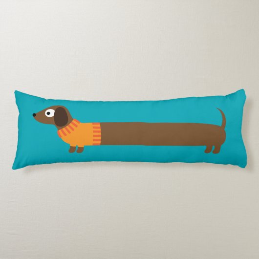 Coussins Longs Illustration de mignonne long Dachshund (Devant)