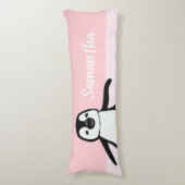 Coussins Longs Illustration de pingouin rose personnalisé (devant Vertical)