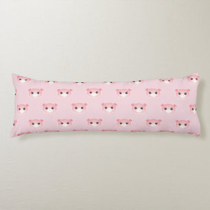 Coussins Longs Illustration de porc rose pâle de Kawaii