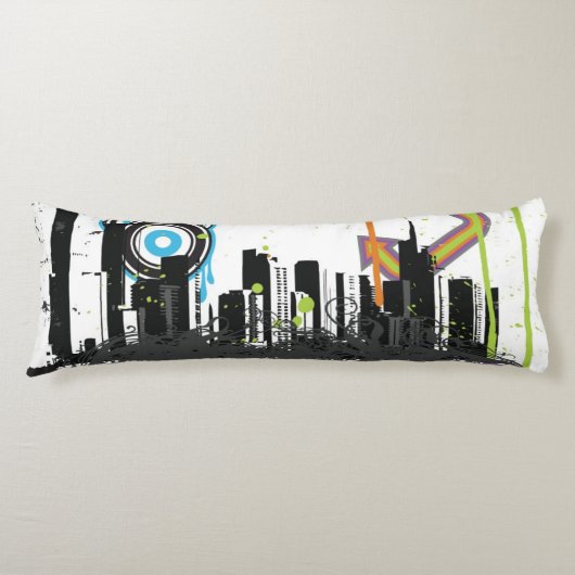 Coussins Longs Illustration d'un paysage urbain sale (Devant)