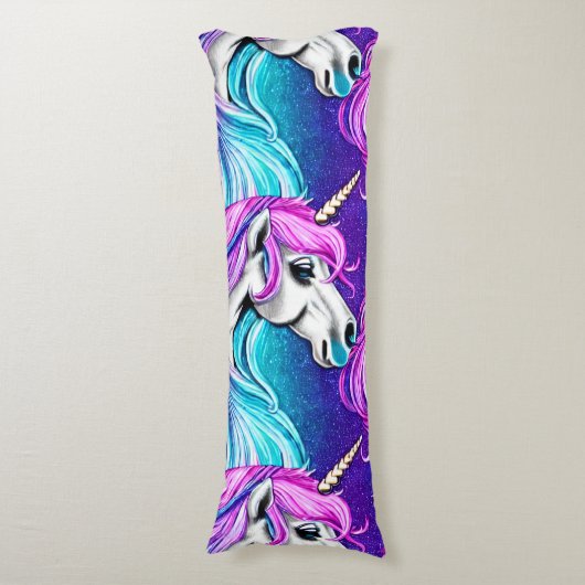 Coussins Longs Imaginaire blanc Unicorn sans couture Motif (Devant (Vertical))