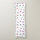 Coussins Longs Impression à fleurs violettes et bleues, impressio (Dos (Vertical))