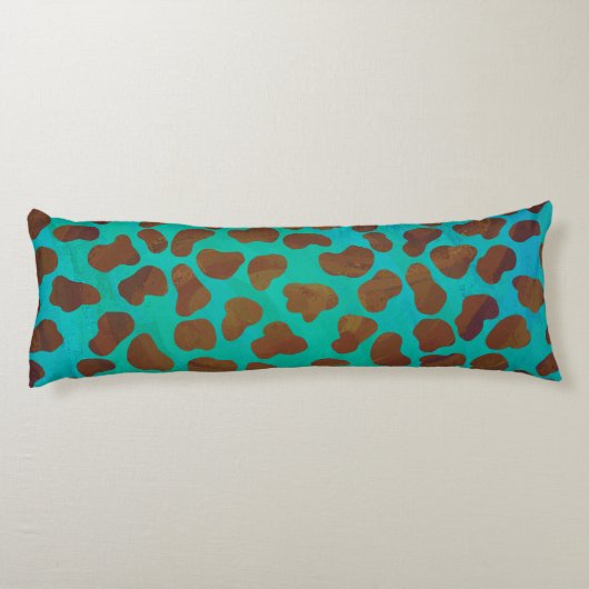 Coussins Longs Impression Brown et Turquoise dalmate (Dos)
