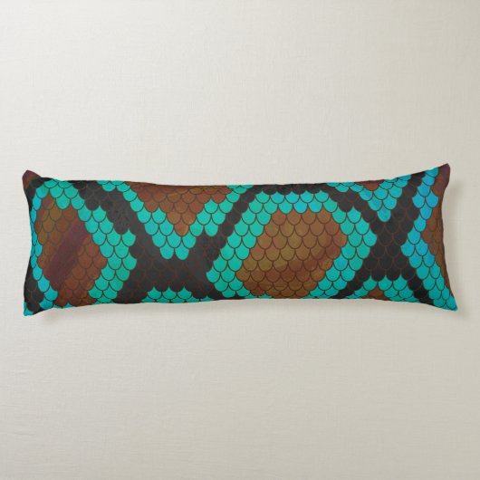 Coussins Longs Impression Brown et Turquoise de serpent (Dos)