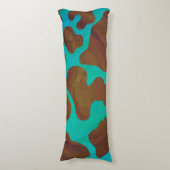 Coussins Longs Impression Brown et Turquoise de vache (Devant (Vertical))
