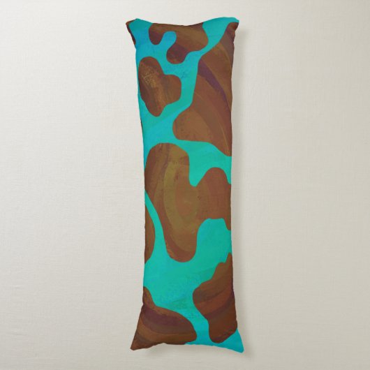Coussins Longs Impression Brown et Turquoise de vache (Devant (Vertical))