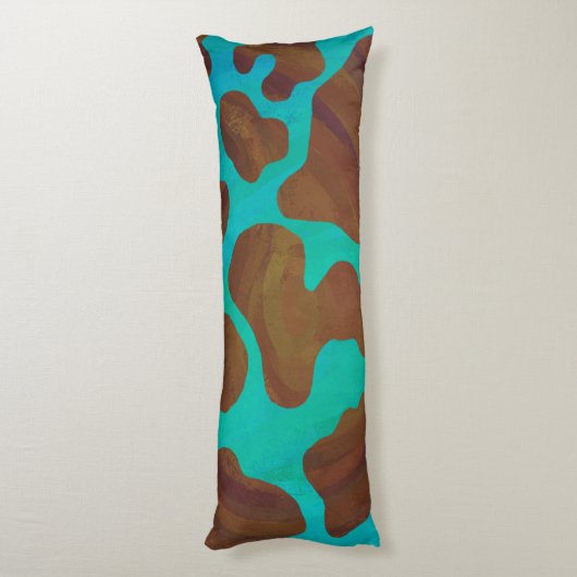 Coussins Longs Impression Brown et Turquoise de vache (Dos (Vertical))