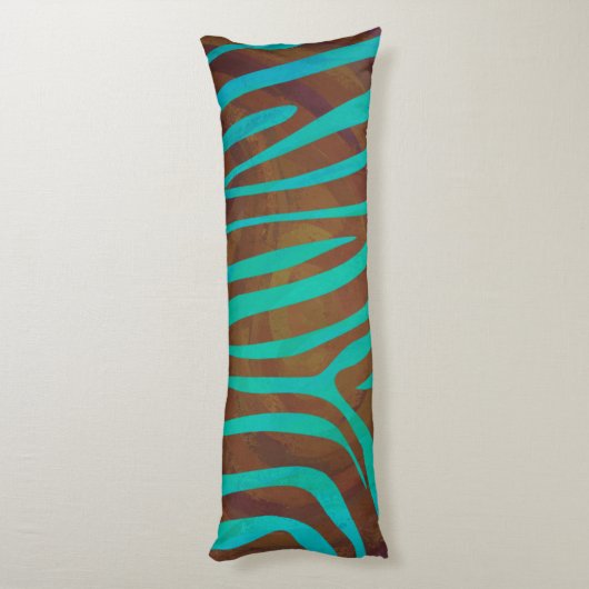 Coussins Longs Impression Brown et Turquoise Zebra (Dos (Vertical))