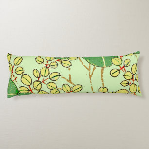 Coussins Longs Impression de bloc de bois de feuille verte botani