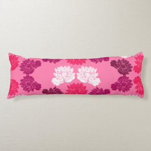 Coussins Longs Impression de tissu de nénuphar rose