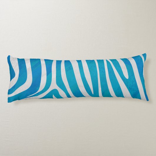 Coussins Longs Impression en bleu et blanc Zebra (Dos)