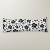 Coussins Longs Impression florale noir et blanc (Dos)