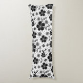 Coussins Longs Impression florale noir et blanc (Devant (Vertical))