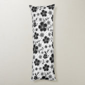 Coussins Longs Impression florale noir et blanc (Dos (Vertical))
