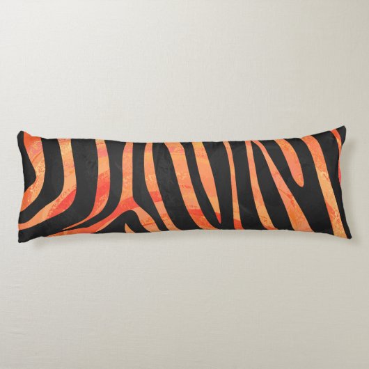 Coussins Longs Impression noire et orange Zebra (Dos)