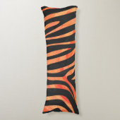 Coussins Longs Impression noire et orange Zebra (Devant (Vertical))