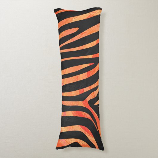 Coussins Longs Impression noire et orange Zebra (Devant (Vertical))