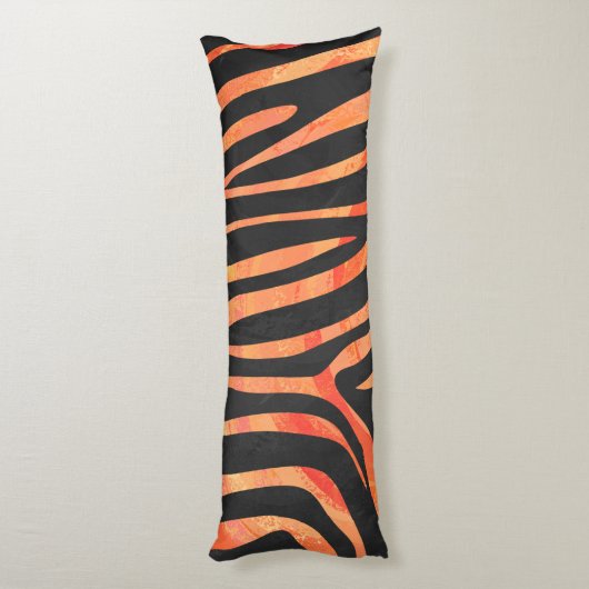 Coussins Longs Impression noire et orange Zebra (Dos (Vertical))