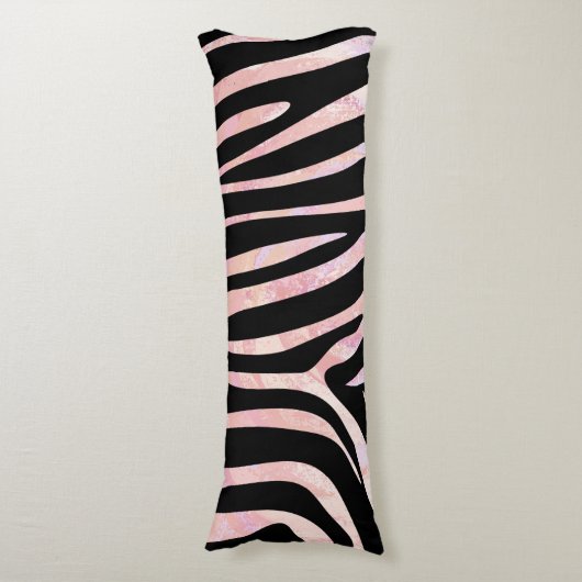 Coussins Longs Impression noire et rose Zebra (Devant (Vertical))