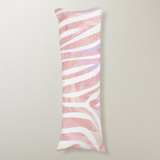 Coussins Longs Impression rose et blanc Zebra (Devant (Vertical))