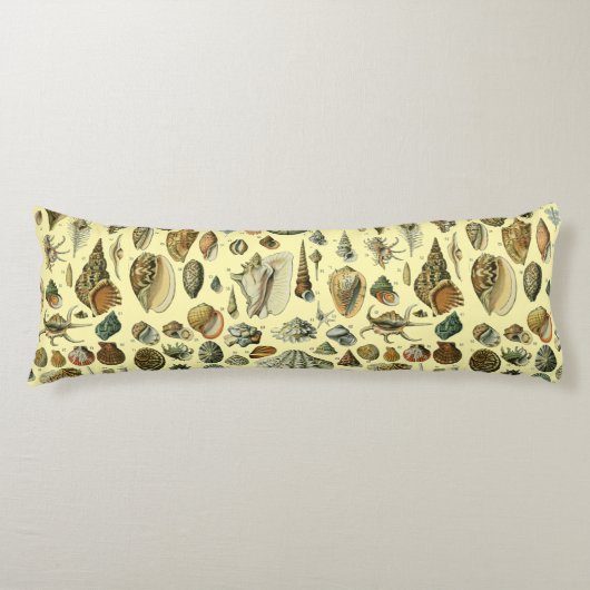 Coussins Longs Impression vintage de coquillages d'Adolphe Millot (Devant)