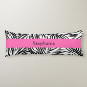 Coussins Longs Impression Zèbre noir et blanc avec rose chaud (Devant)