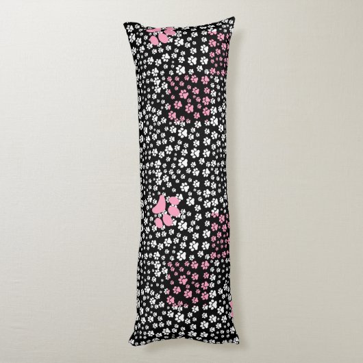 Coussins Longs Imprimez les pattes motif NS 01b. BG noir (Dos (Vertical))
