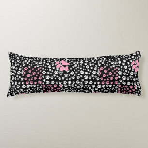Coussins Longs Imprimez les pattes motif NS 01b. BG noir