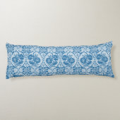 Coussins Longs Indigo Blue Floral Faux Lace Motif (Dos)