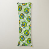 Coussins Longs Indigo Bunting sur la peinture de clôture Oiseaux  (Devant (Vertical))