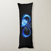 Coussins Longs Infini lumineux avec rose bleue (Dos (Vertical))
