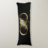Coussins Longs Infinité avec plume de paon doré (Devant (Vertical))